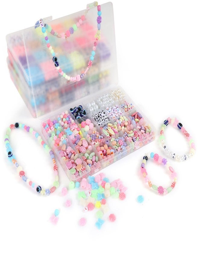ambitieux DIY Bracelet Making Kit - 700+ pcs24 Colorful Beads, 10m Elastic Thread, Jute Bag, and Cutter - Gift for Girls Birthdays (Multicolor Mix 2) - Image 4